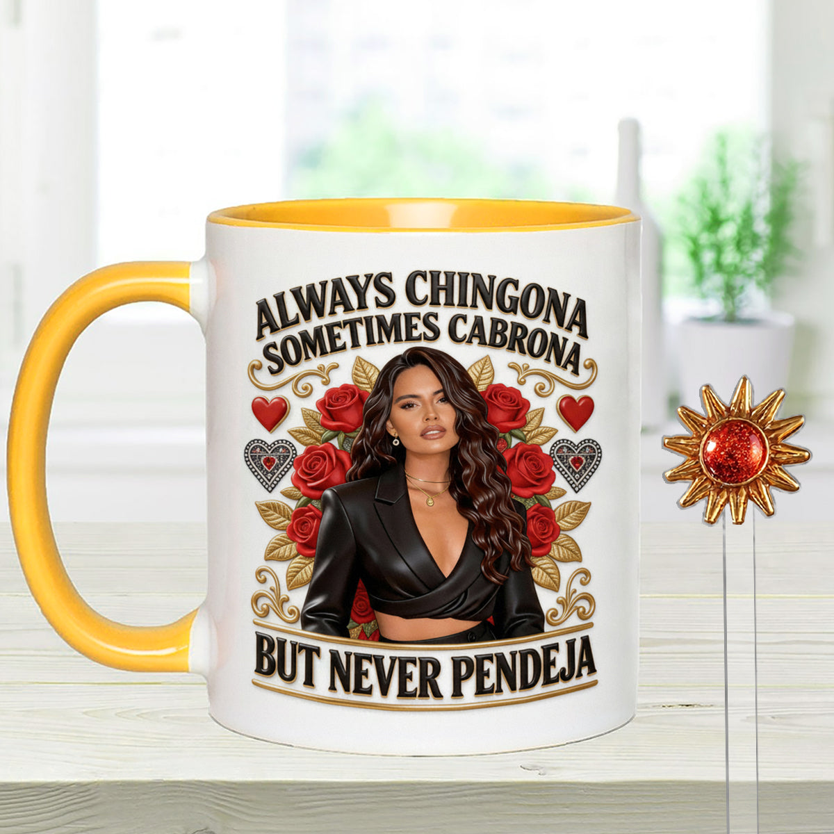 Latina Vibes, Always Chingona - Personalized Latina Women Set Accent Mug with Acrylic Stirrers