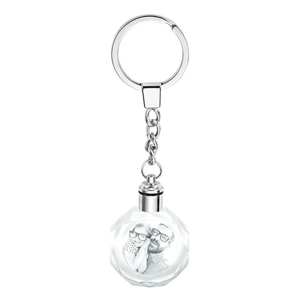 Custom Photo Octagon Crystal Led Light Keychain -  gift for anyone, cat lover, dog lover, who lost a loved one - Personalized Keychain