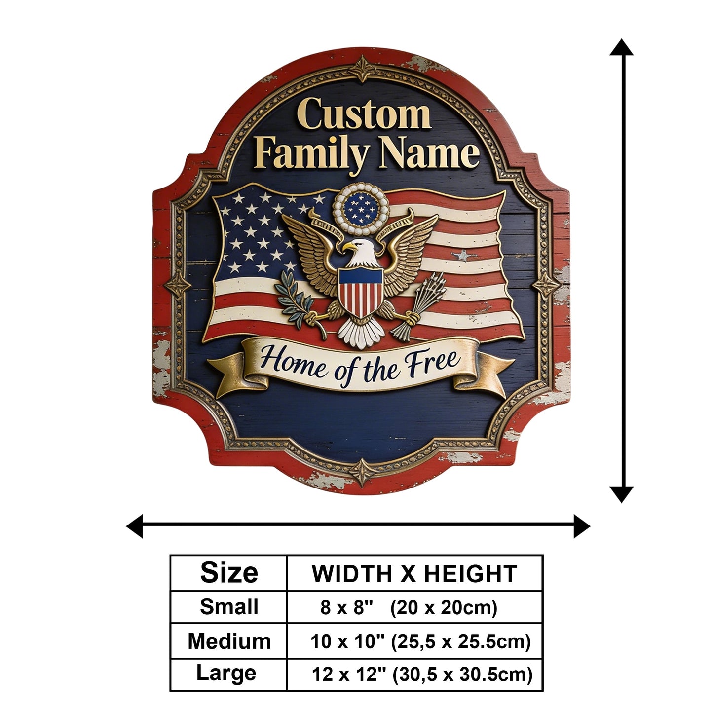 Home Of Free - Personalized Patriot Wooden Wall Mount Sign