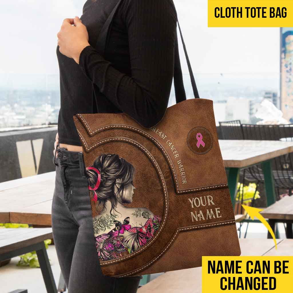 Breast Cancer Warrior Butterfly - Breast Cancer Awareness Personalized Tote Bag