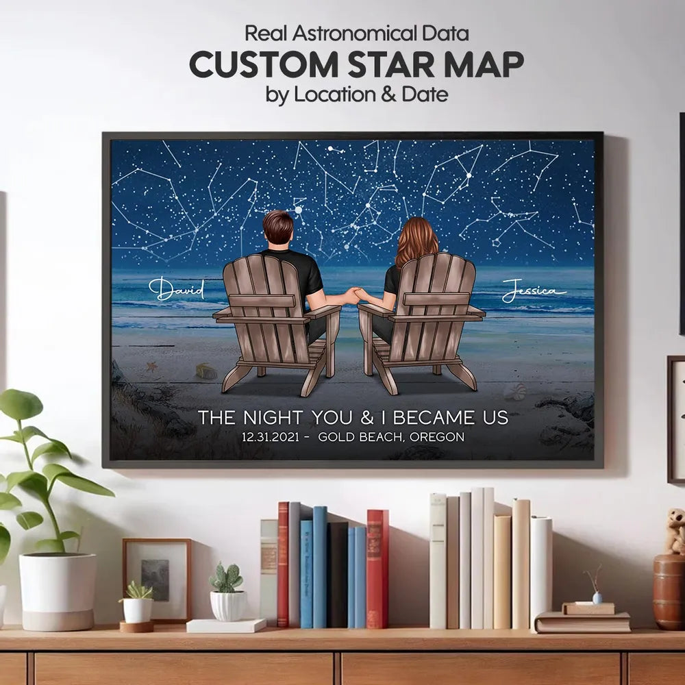 Personalized Poster of Our Starry Night – Custom Couple Poster – ‘The Night You & I Became Us’ – Ideal Gift for Lovers, Wedding, or Anniversary