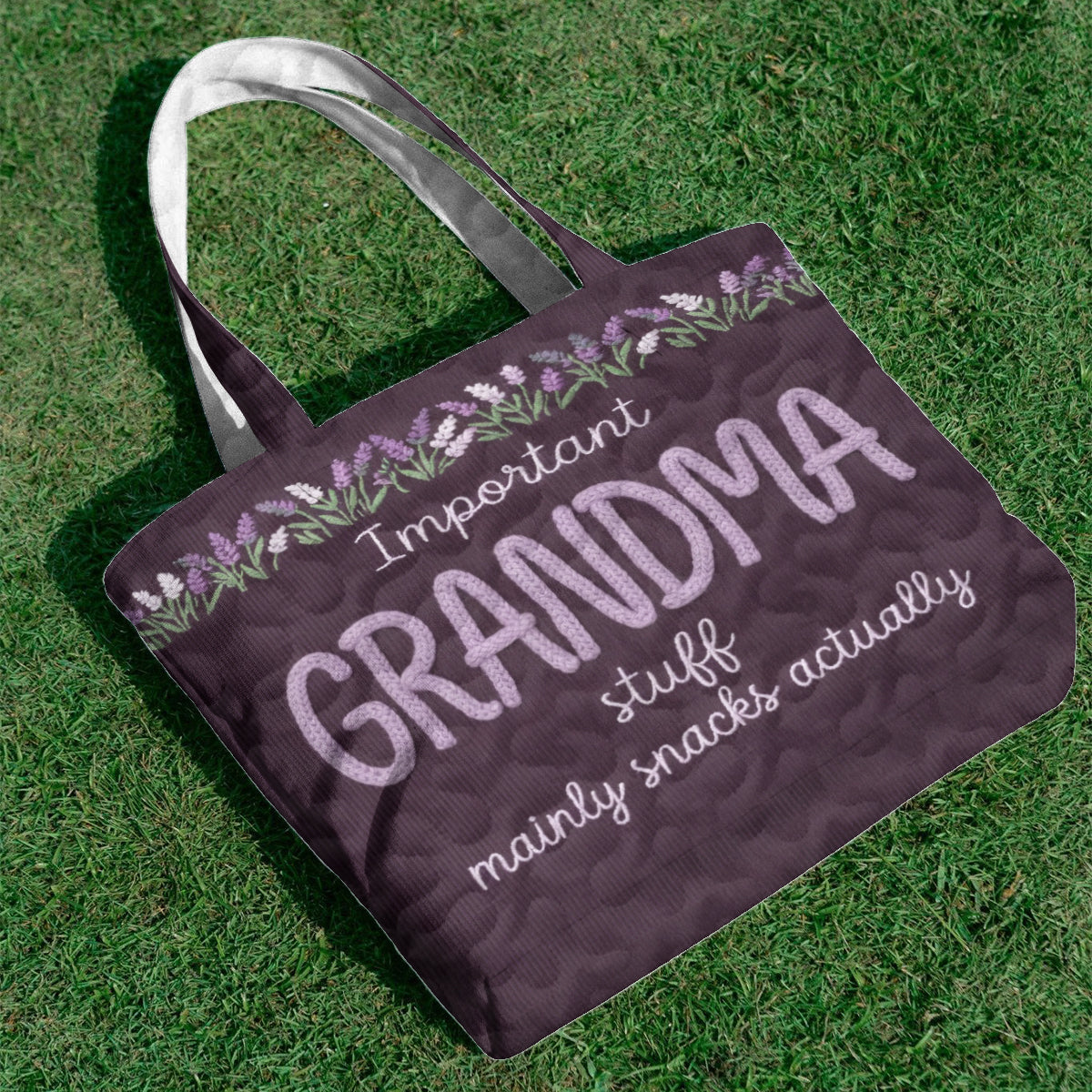 Important Nana Stuff Mainly Snacks Actually - Personalized Grandma Quilted Tote Bag