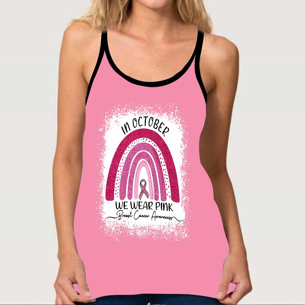 In October We Wear Pink  - Breast Cancer Awareness Cross Tank Top