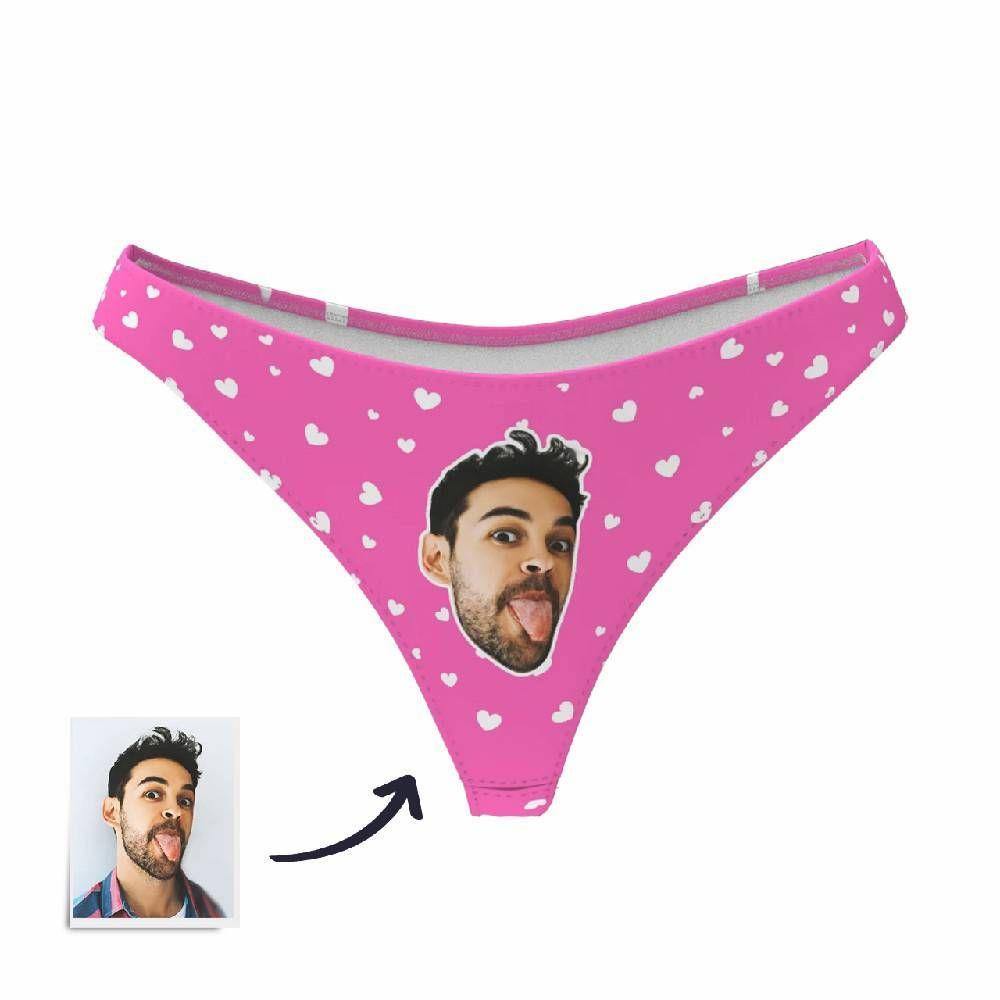 Custom Face Thong Little Heart Women Panties - Personalized Couple Women Panties