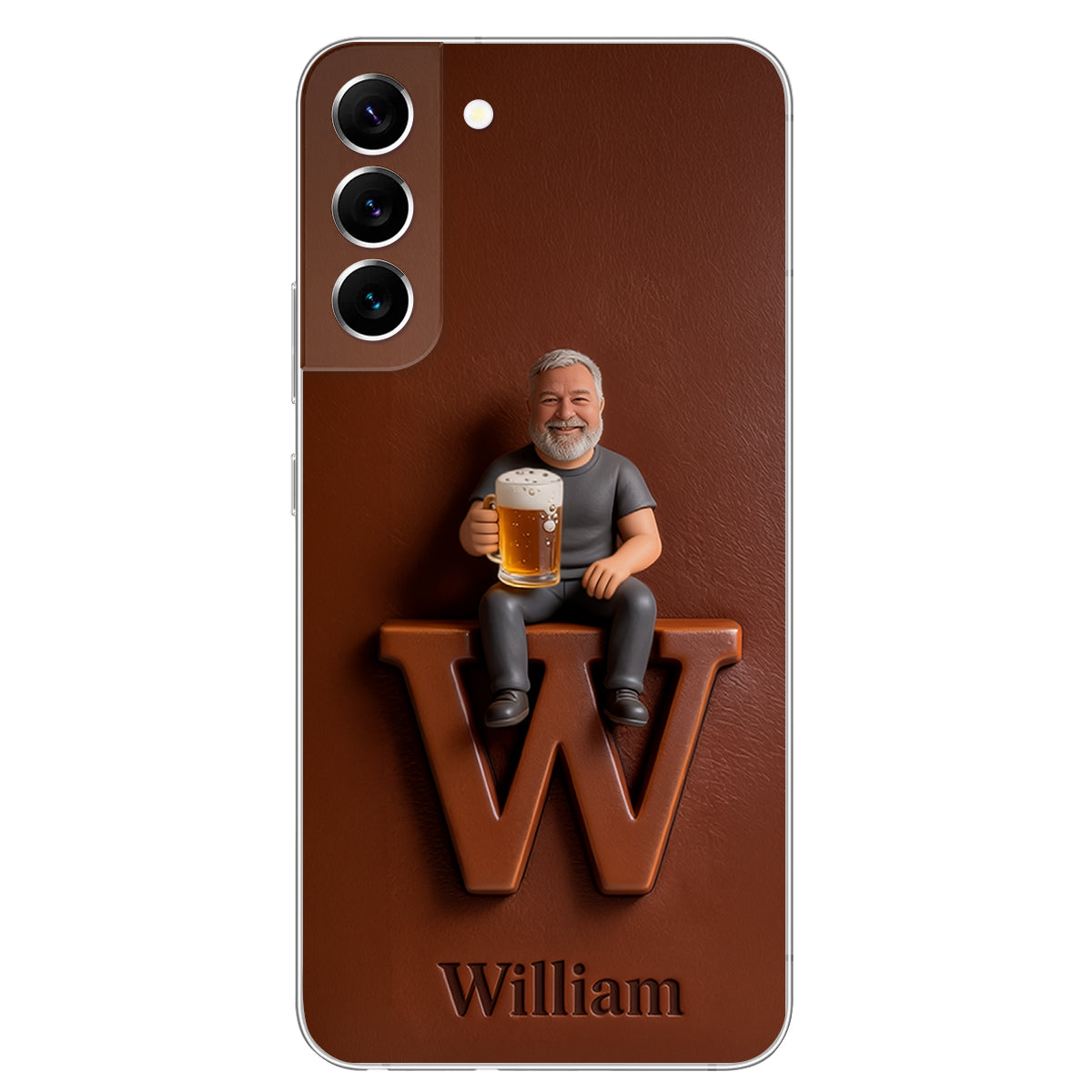 Custom Any Photo - Personalized Beer 3D Embossed Leather Phone Case