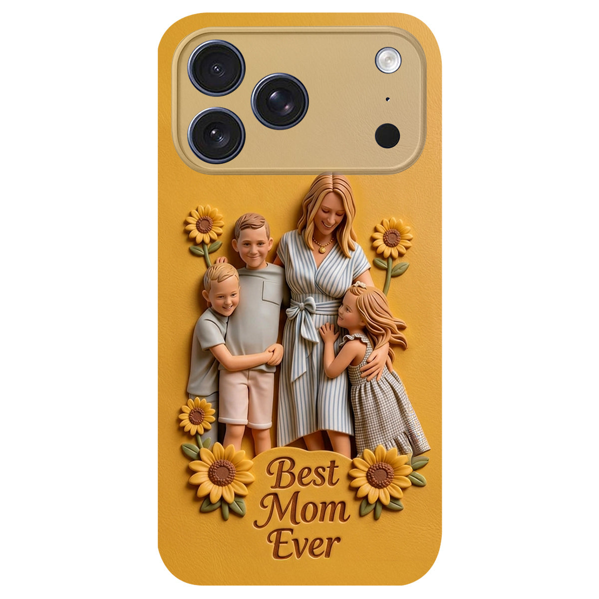 Best Mom Ever - Personalized Mother 3D Embossed Leather Phone Case