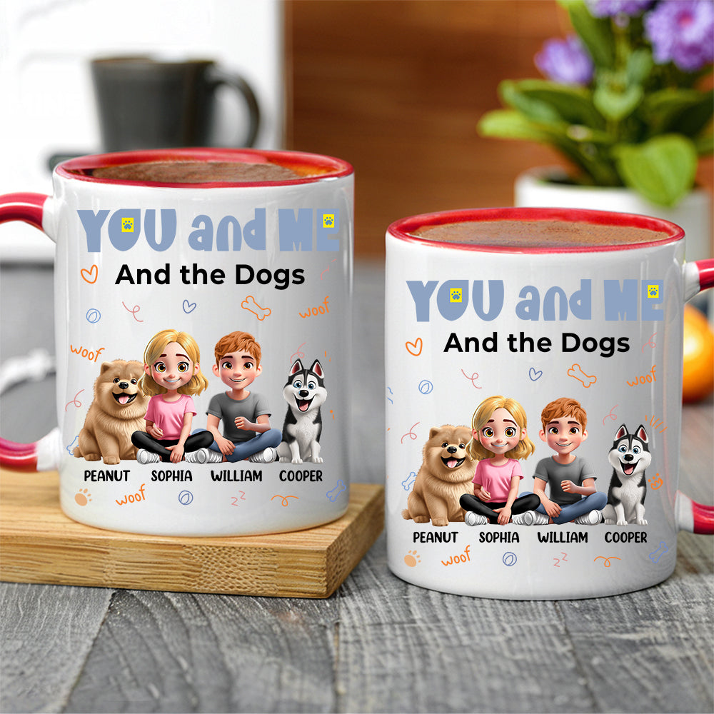 You and Me and the Dogs - Personalized Ceramic Mug for Couples & Dog Lovers, Cute Custom Gift for Valentine's Day & Anniversaries