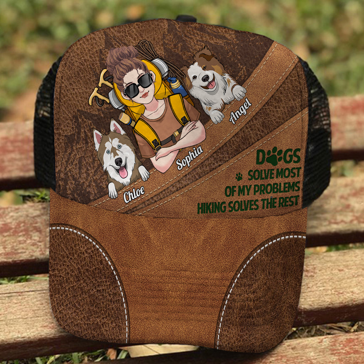Hiking And Dogs - Personalized Hiking Trucker Hat