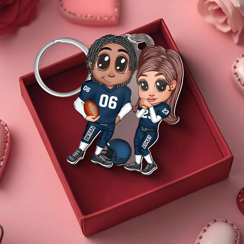 You’re My End-Zone Football Couple Acrylic Keychain – Y2K Style Personalized Gift