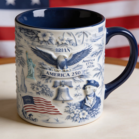 250 Years of America 1776–2026 Vintage Patriotic - Personalized Independence Day/ 4th of July Accent Mug & Coaster