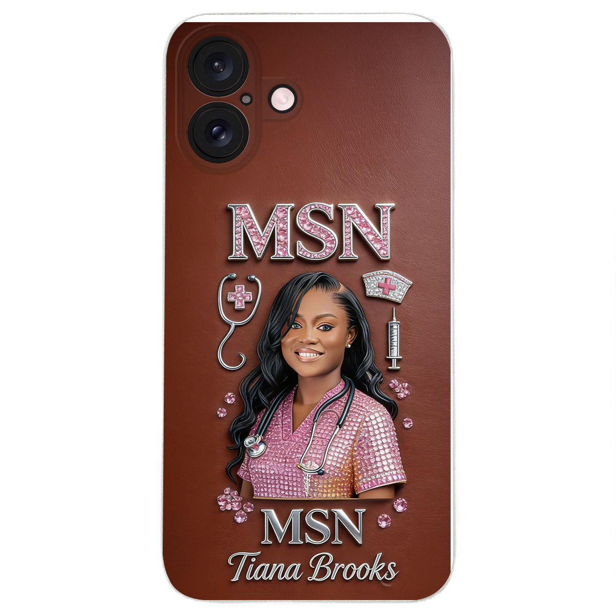 Any Title - Gifts For Nurse, Doctor - Personalized Nurse 3D Embossed Leather Phone Case