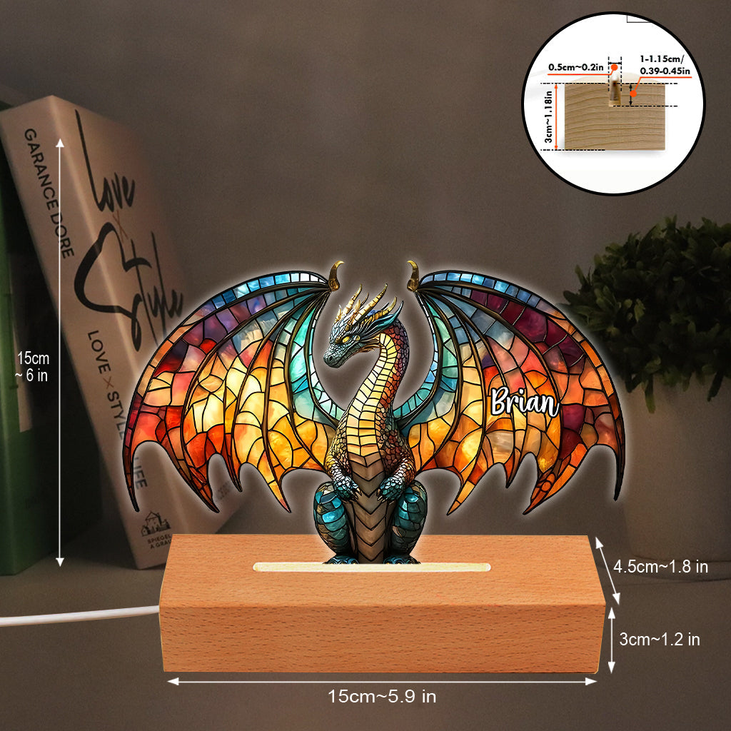 Colorful Dragon - Personalized Dragon Shaped Plaque Light Base