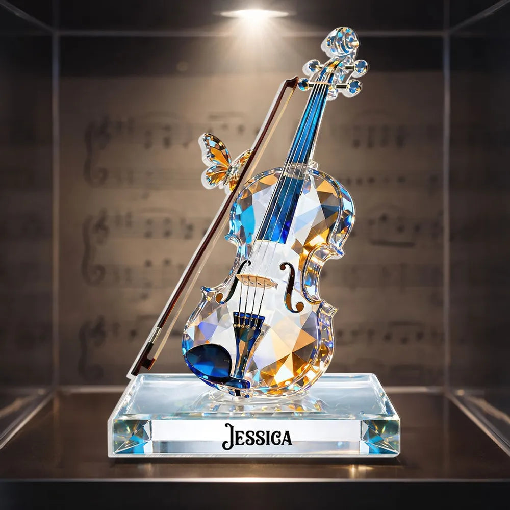Violin Crystal-Style Shaped Acrylic Block Plaque, Personalized Music Memory Home Accent, Thoughtful Gift For Friend Or Musician