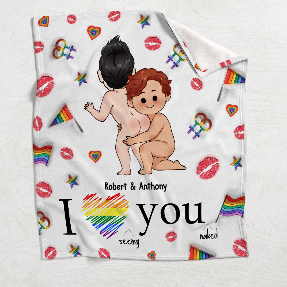 I Love Seeing You Naughty - Personalized LGBT Support Blanket