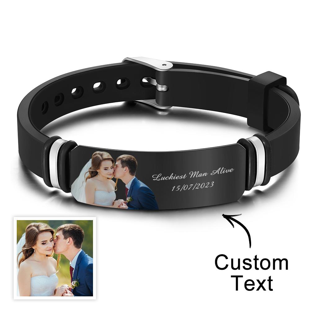 Any Photo And Message - Personalized Photo Engraved Bracelet