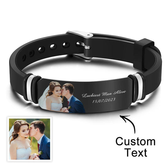 Any Photo And Message - Personalized Photo Engraved Bracelet