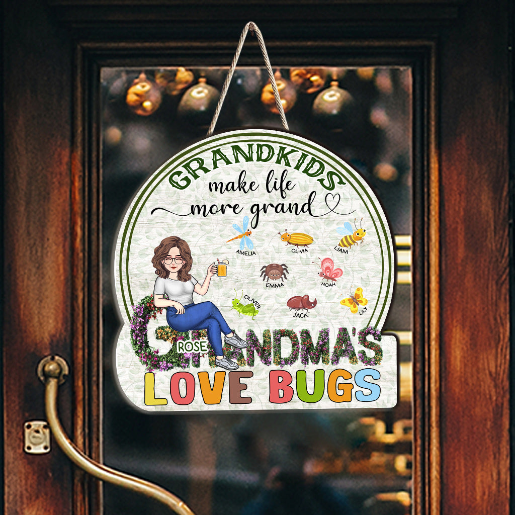 Grandma's Garden Cute Bugs - Personalized Mother's Day Grandma Wood Sign