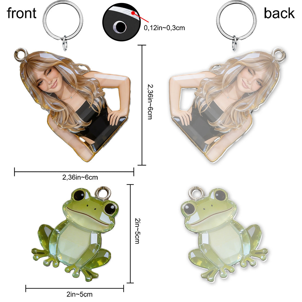 Custom Any Photo - Personalized Frog Keychain With Charms