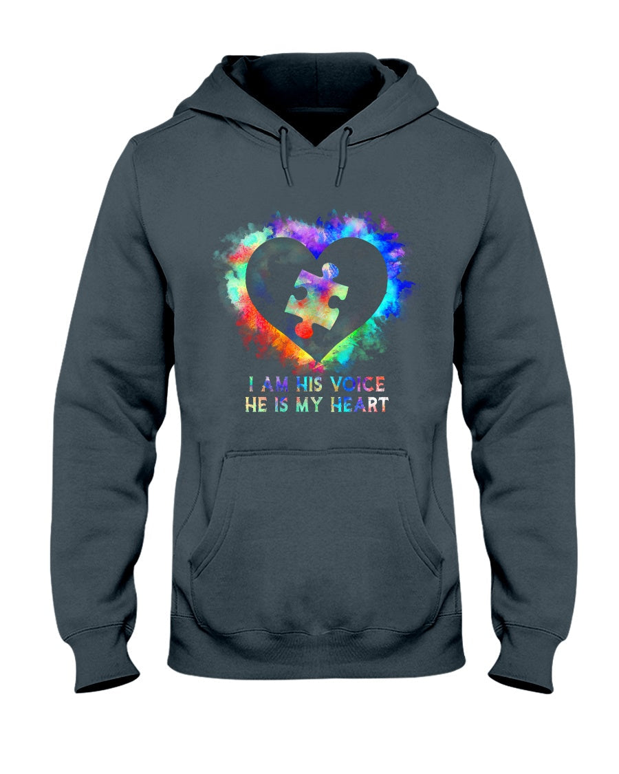 I Am His Voice He Is My Heart - Autism Awareness T-shirt and Hoodie 0520