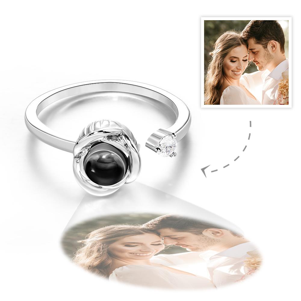 Flower For You - Personalized Photo Open Projection Ring