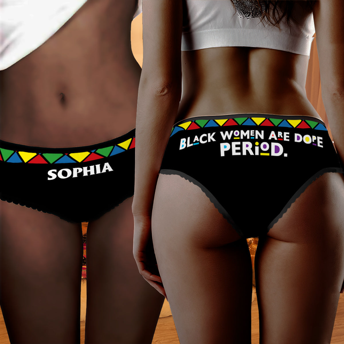 Black Women Are Dope Period - Personalized African American Lace Border Women Briefs