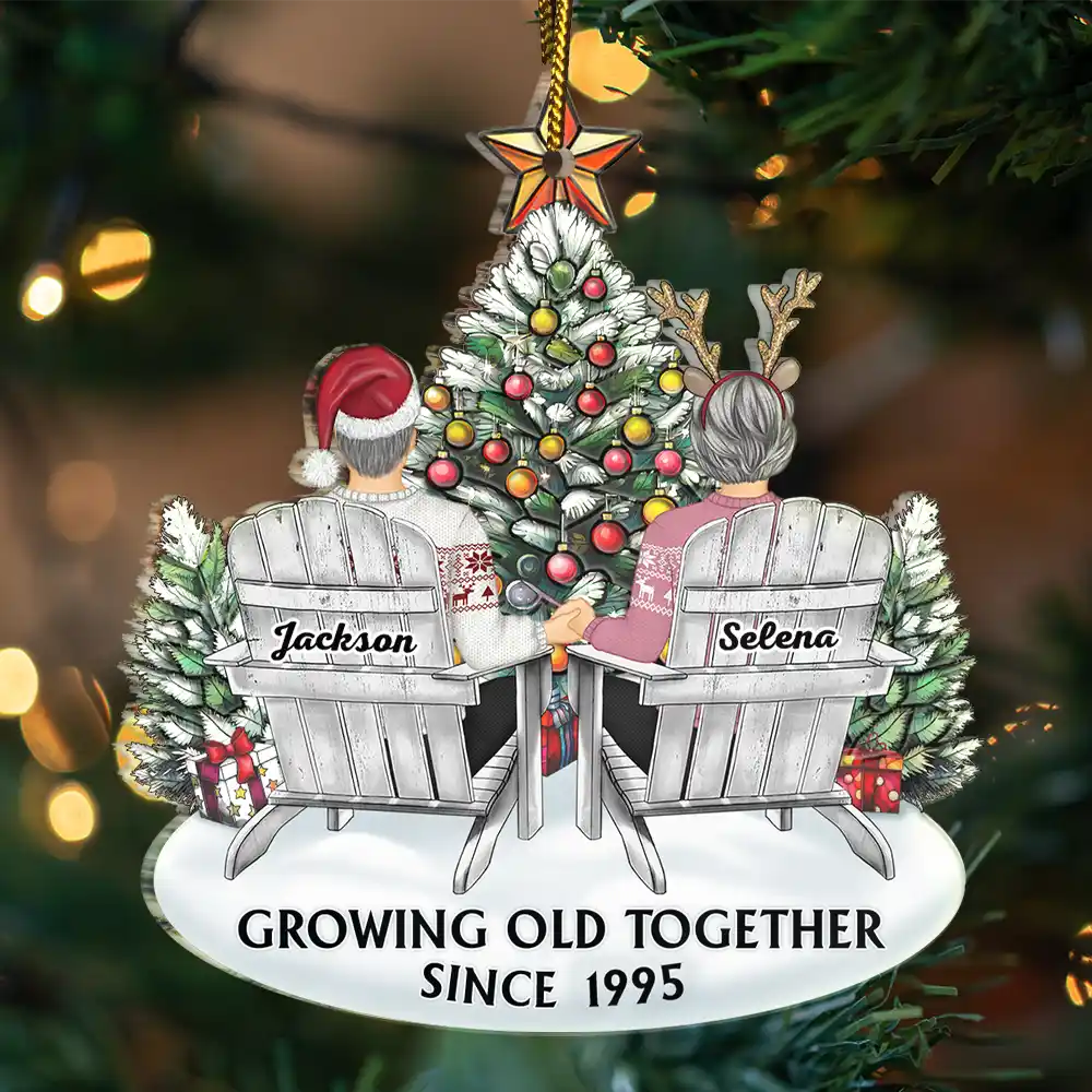 Personalized Acrylic Ornament of Couple Holding Hands under Christmas Tree, Timeless Holiday Gift of Love