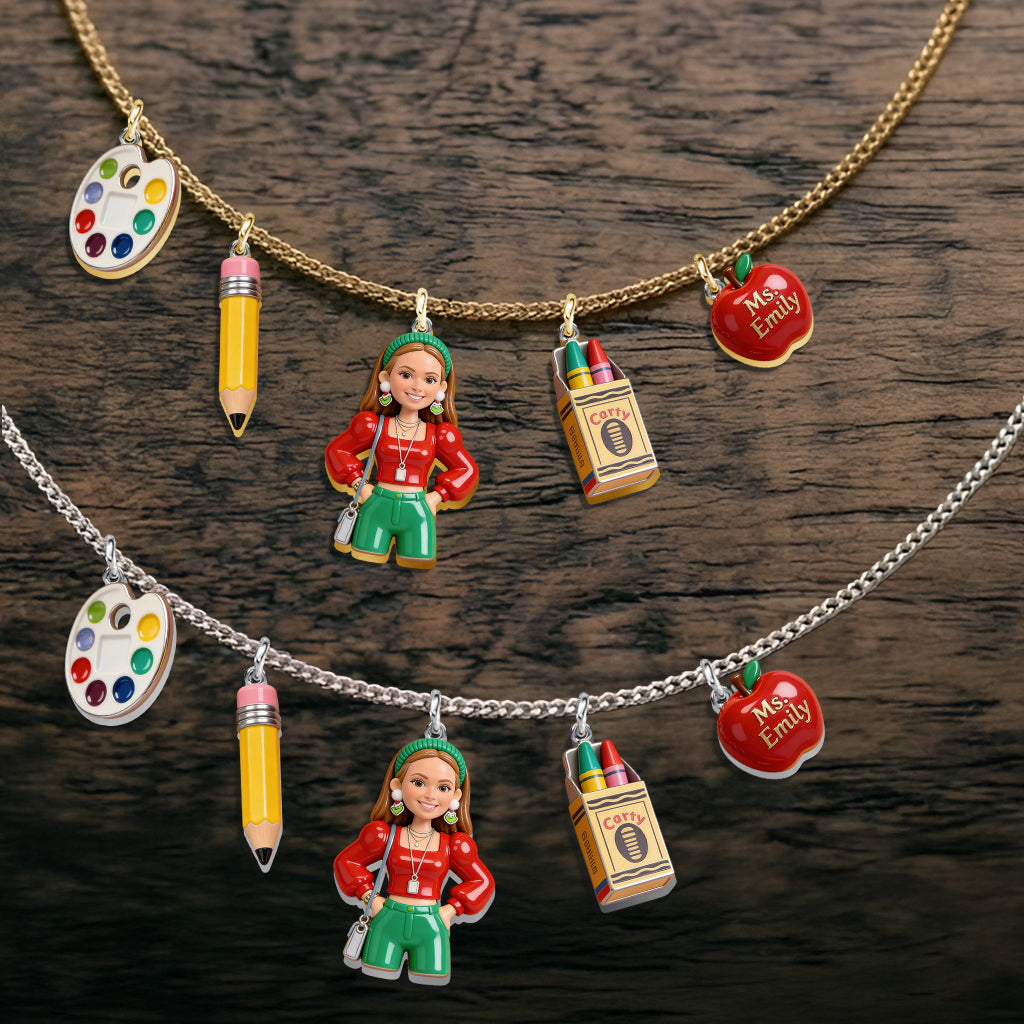 Best Teacher Ever - Personalized Teacher Metal Necklaces With Pendants