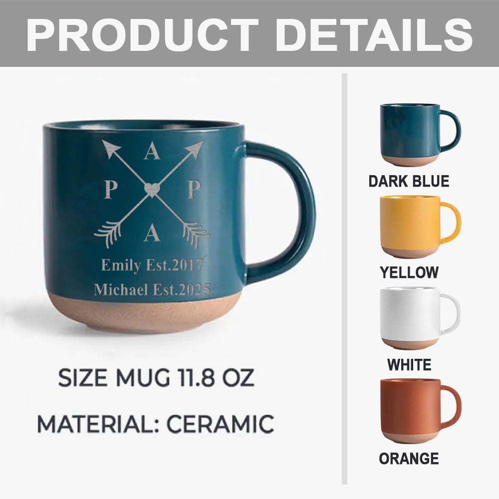 Best Papa Ever - Personalized Father Engraved Pottery Mug