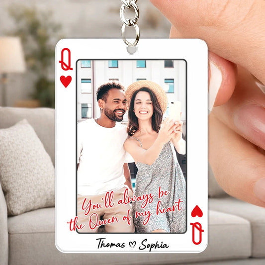 King of My Heart Couple Acrylic Keychain, Personalized Photo Charm for Keys and Bags, Sweet Romantic Keepsake, Creative Gift for Couples
