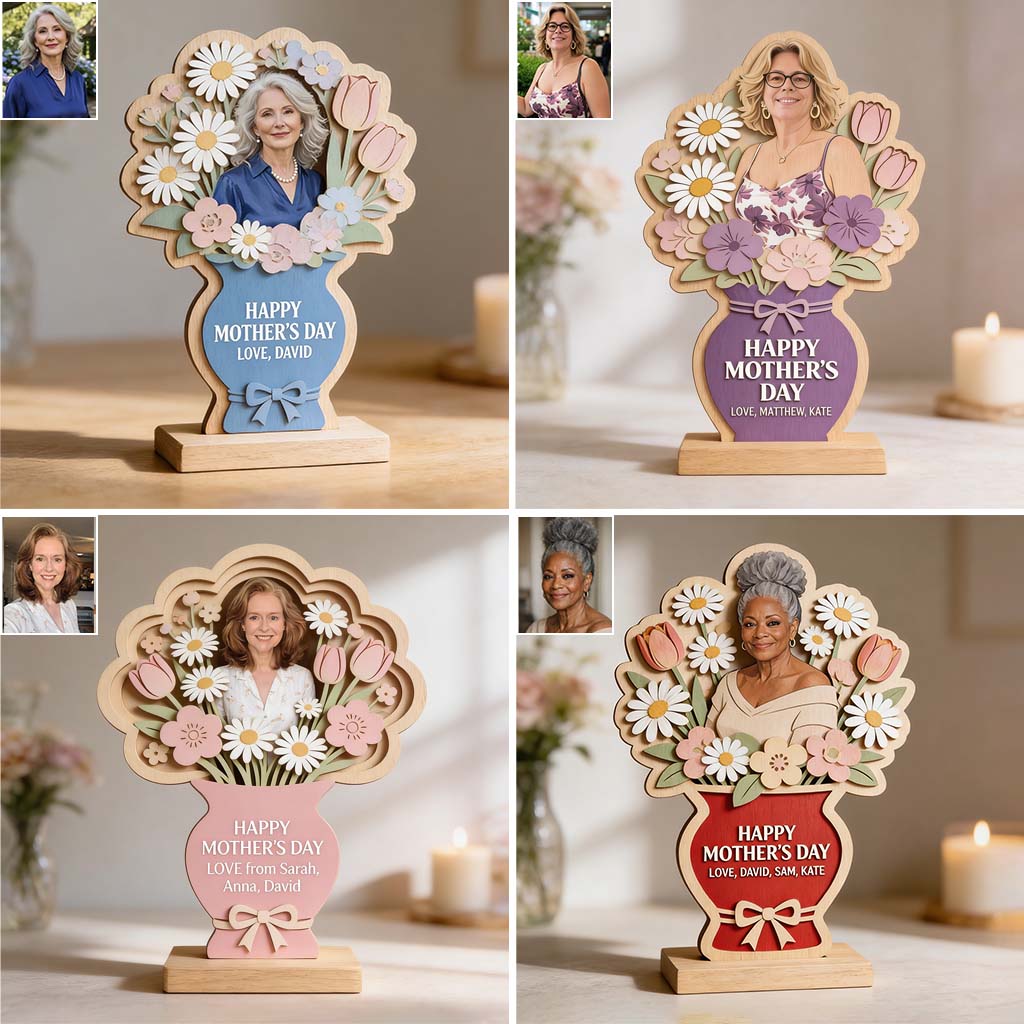 Happy Mother's Day - Personalized Mother Custom Shaped Wood Plaque