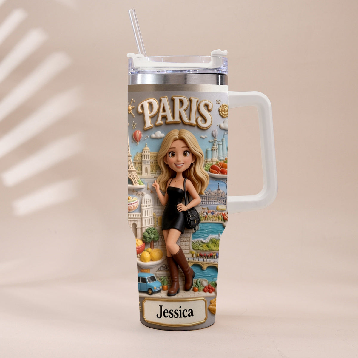 Just A Girl Who Loves Travelling - Personalized Travelling Tumbler With Handle