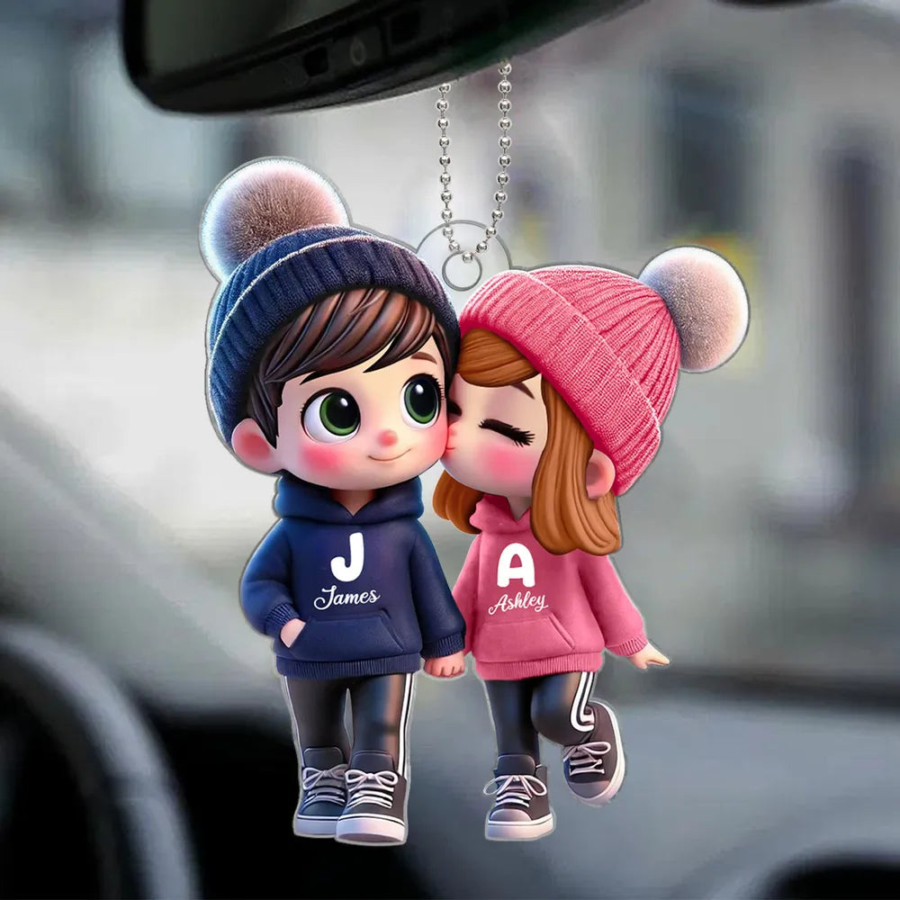 Personalized Couple Classic Tee – Cute Cartoon Couple Design, Custom Names, Perfect Gift for Couples