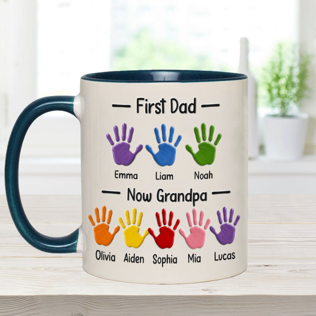 First Dad, Now Grandpa - Personalized Grandpa Accent Mug With Gift Box