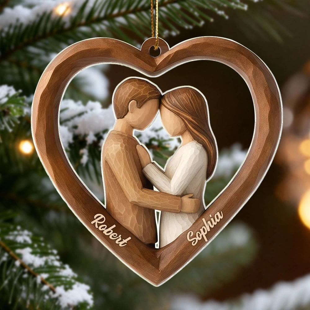 Custom Couple Heart Acrylic Ornament – Unique Hanging Decoration for Romantic Holidays, Anniversaries and Everyday Love Gifts