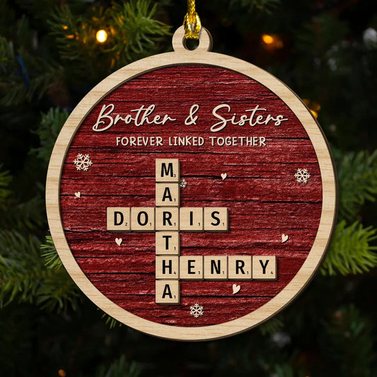 2-Layer Wooden Ornament – rustic red style with snowflakes, heartwarming Christmas gift for family and friends