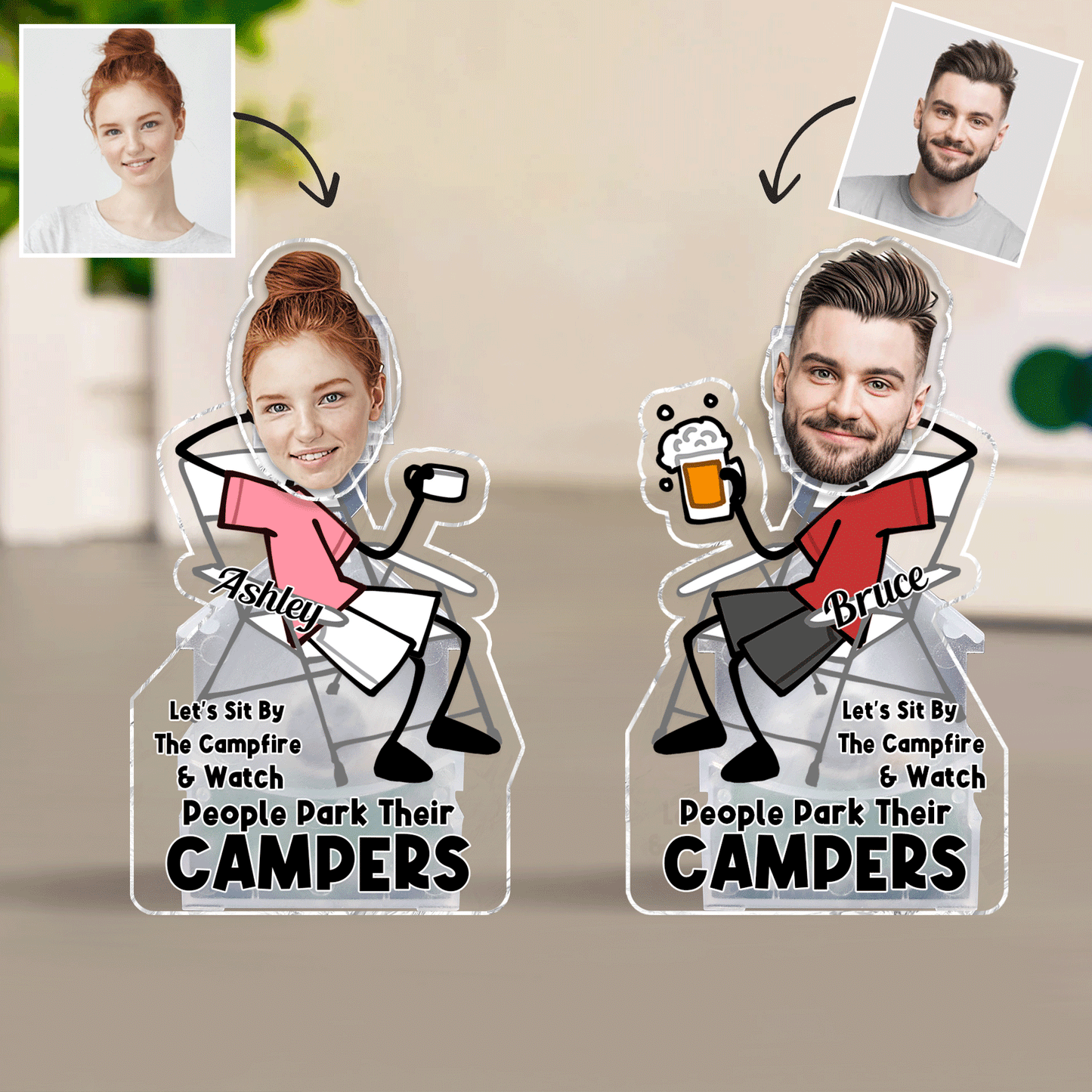 Let's Sit By The Campfire And Watch People Park Their Campers - Personalized Camping Custom Shaking Head