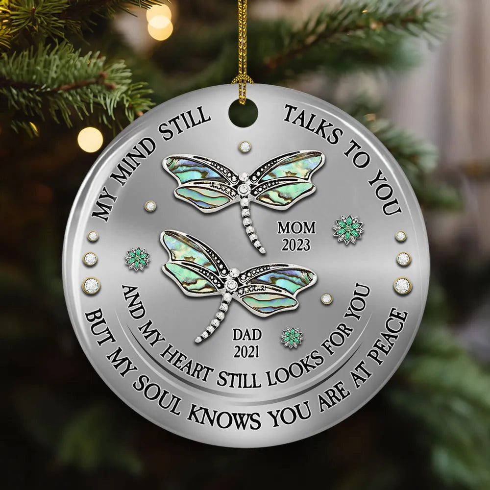 Ceramic Ornament with Dragonfly Design, Memorial Gift