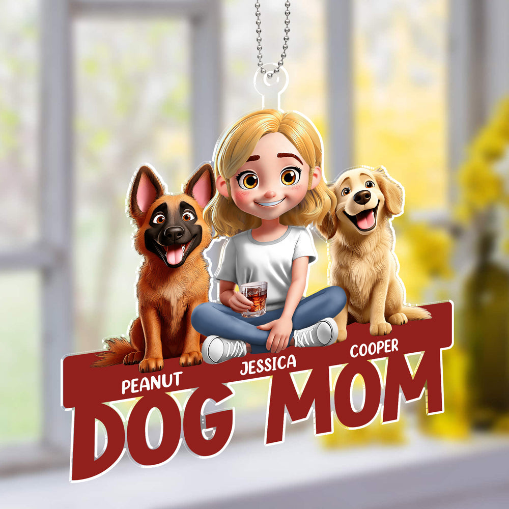 Personalized Dog Mom Acrylic Keychain - Custom Gift for Dog Lovers