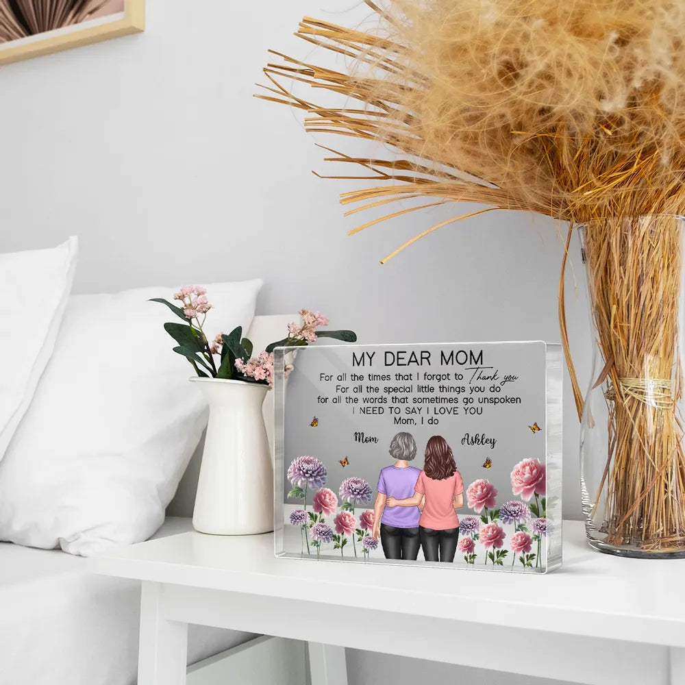 Mother-Daughter Acrylic Plaque with Flower Field Design