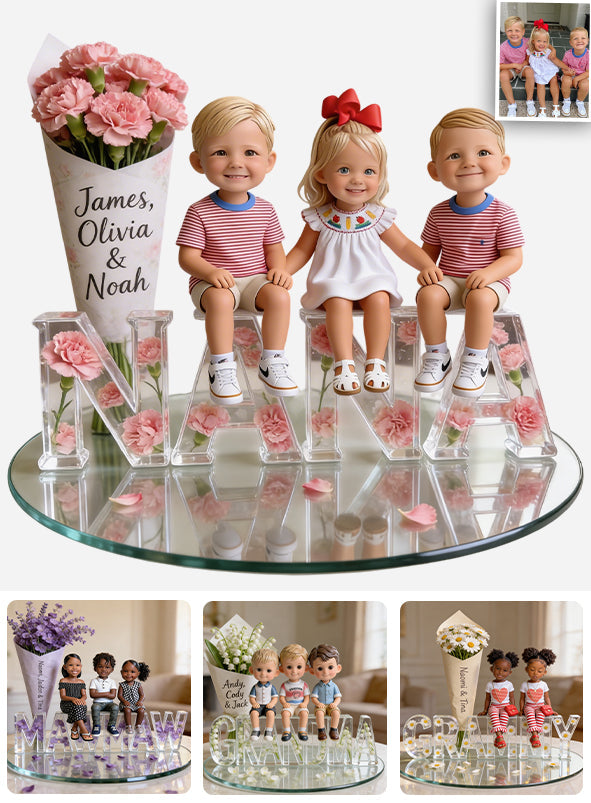 Custom Any Photo, Any Flower - Personalized Grandma Custom Shaped Acrylic Plaque