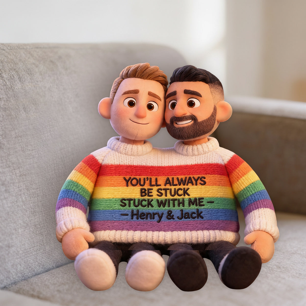 Custom Any Photo Love Is Love - Personalized LGBT Support Premium Faux Fur Pillow