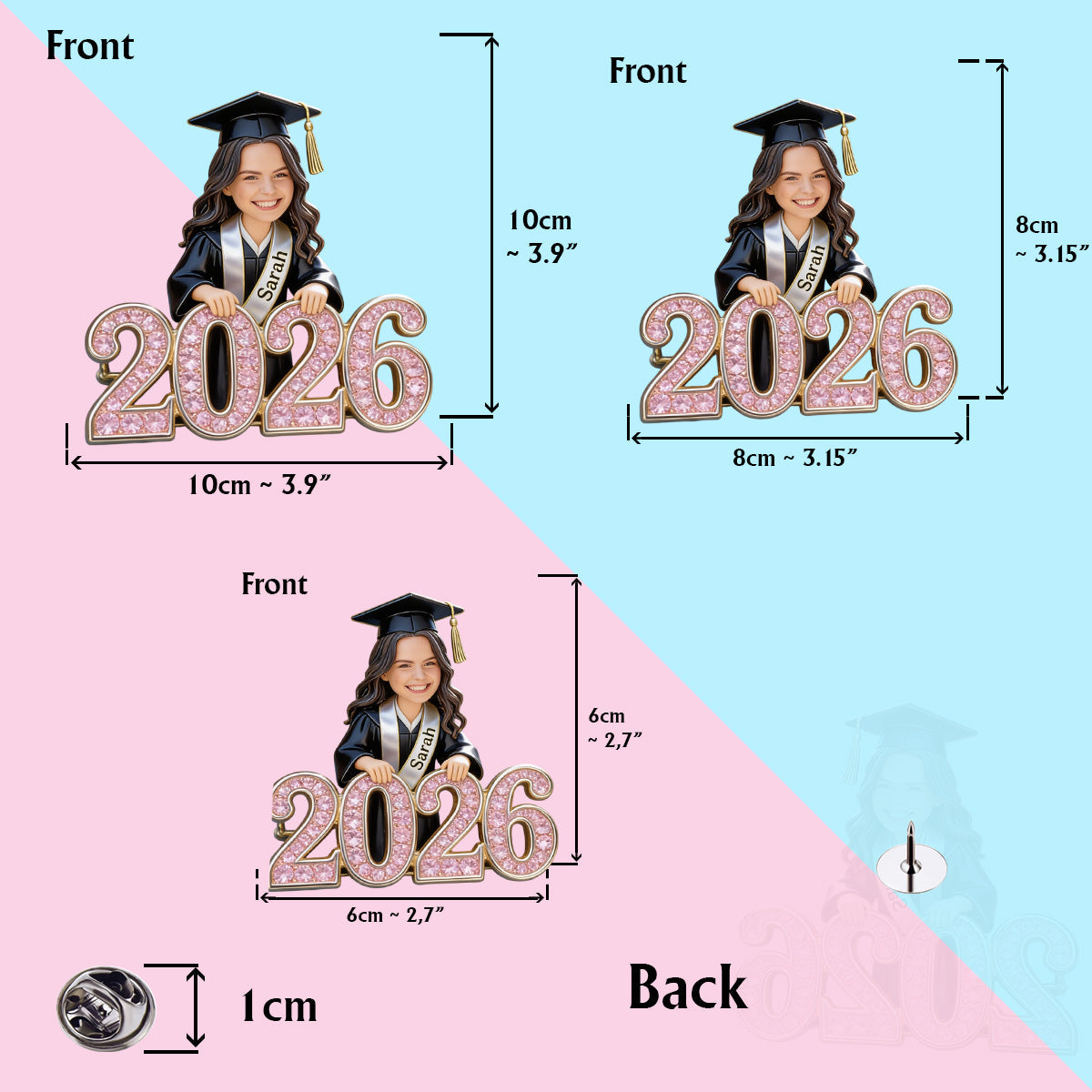 Custom Any Photo Happy Graduation Gift - Personalized Graduation Pin