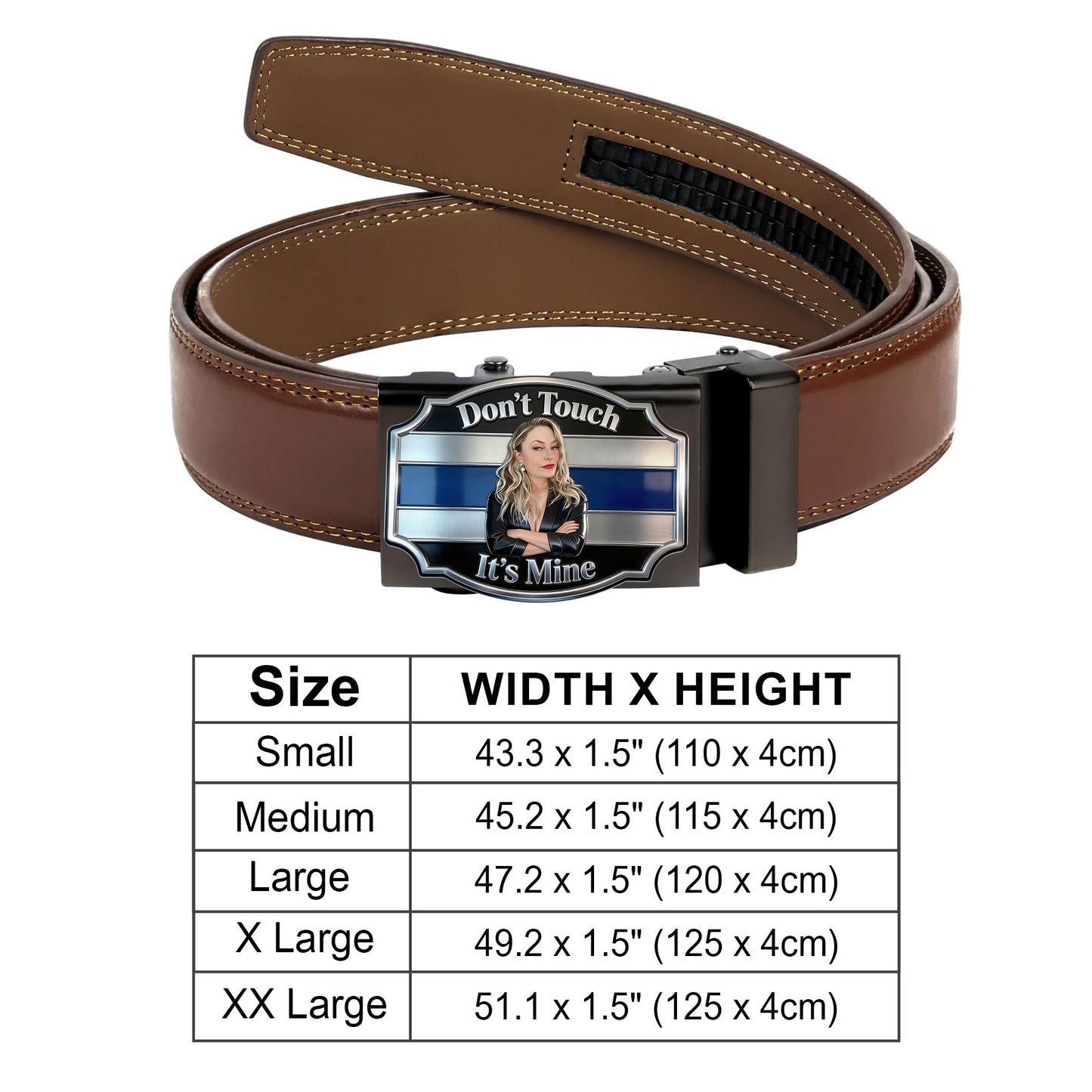 It's Mine - Personalized Couple Leather Belt With Shaped Buckle