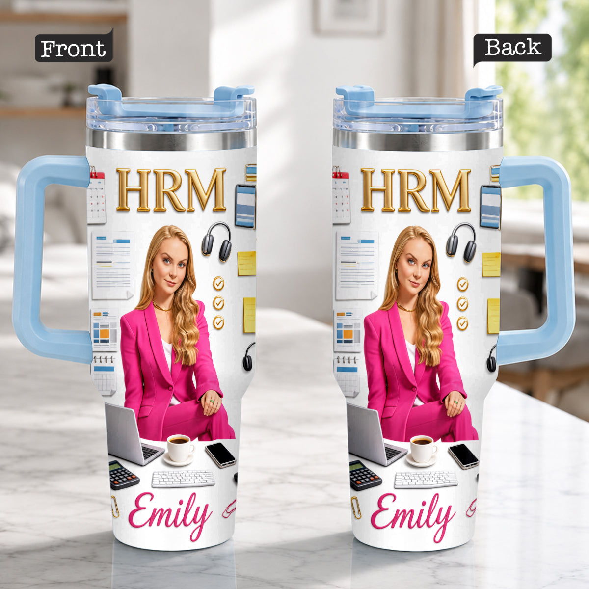 Custom Any Photo Office Staff Gift - Personalized Colleague Tumbler With Plush Charm