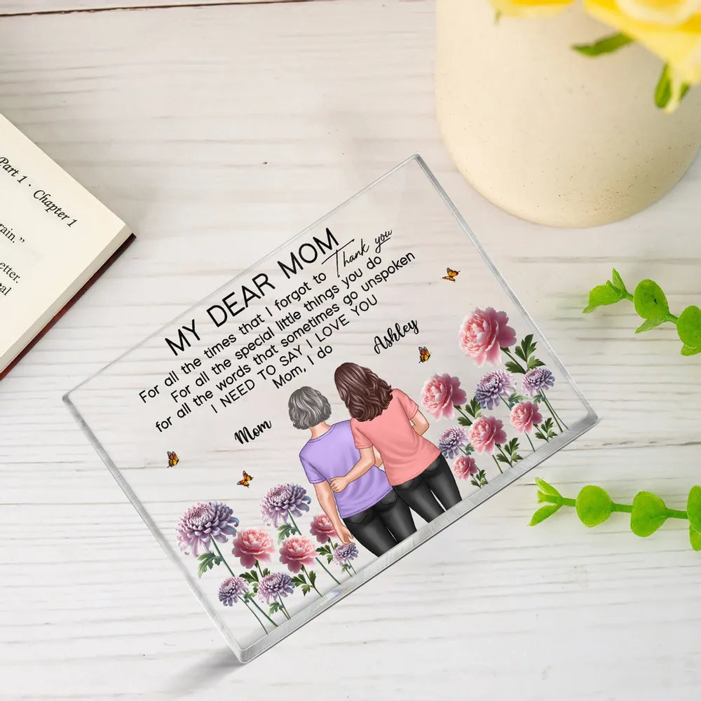 Mother-Daughter Acrylic Plaque with Flower Field Design