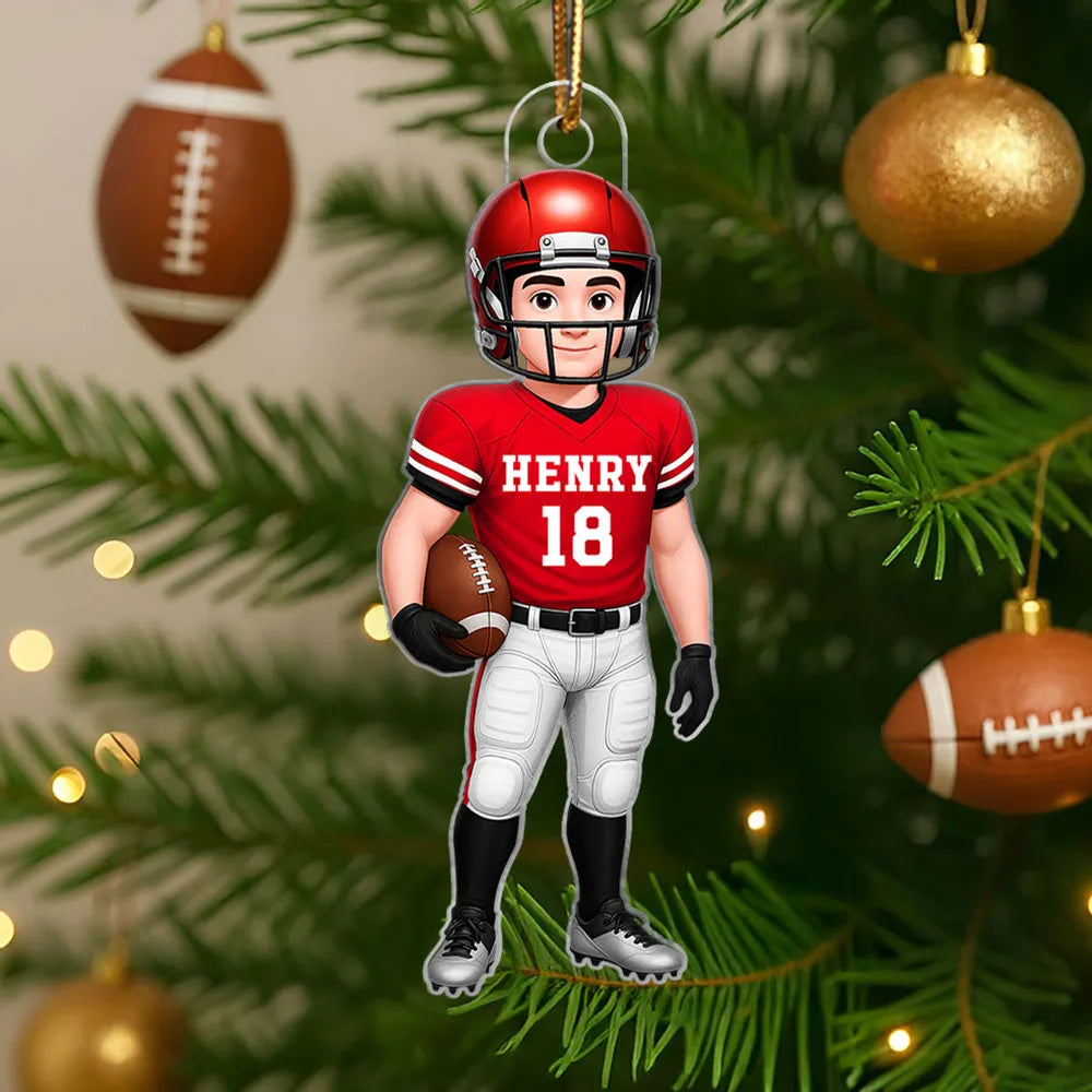 Personalized Football Player Acrylic Ornament, High-Quality Print, Gift-Ready Keepsake for Athletes