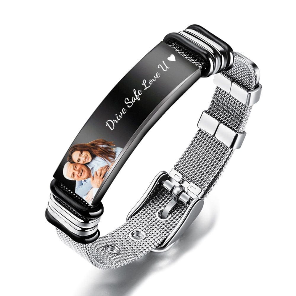 Any Photo - Personalized Photo And Engraved Stainless Steel Bracelet