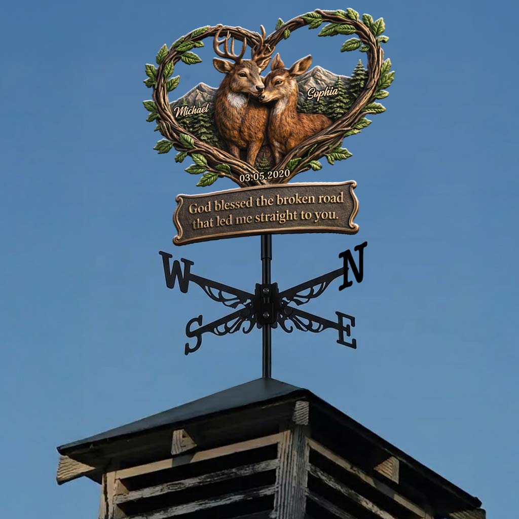 God Blessed The Broken Road - Personalized Couple Weather Vane