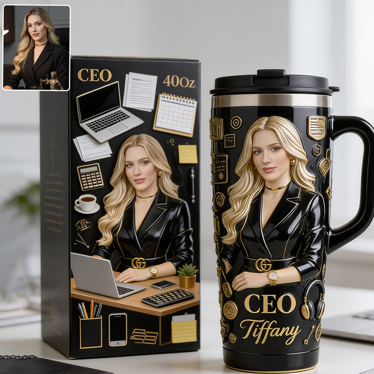 Custom Any Photo Office Staff Gift - Personalized Colleague Tumbler With Plush Charm