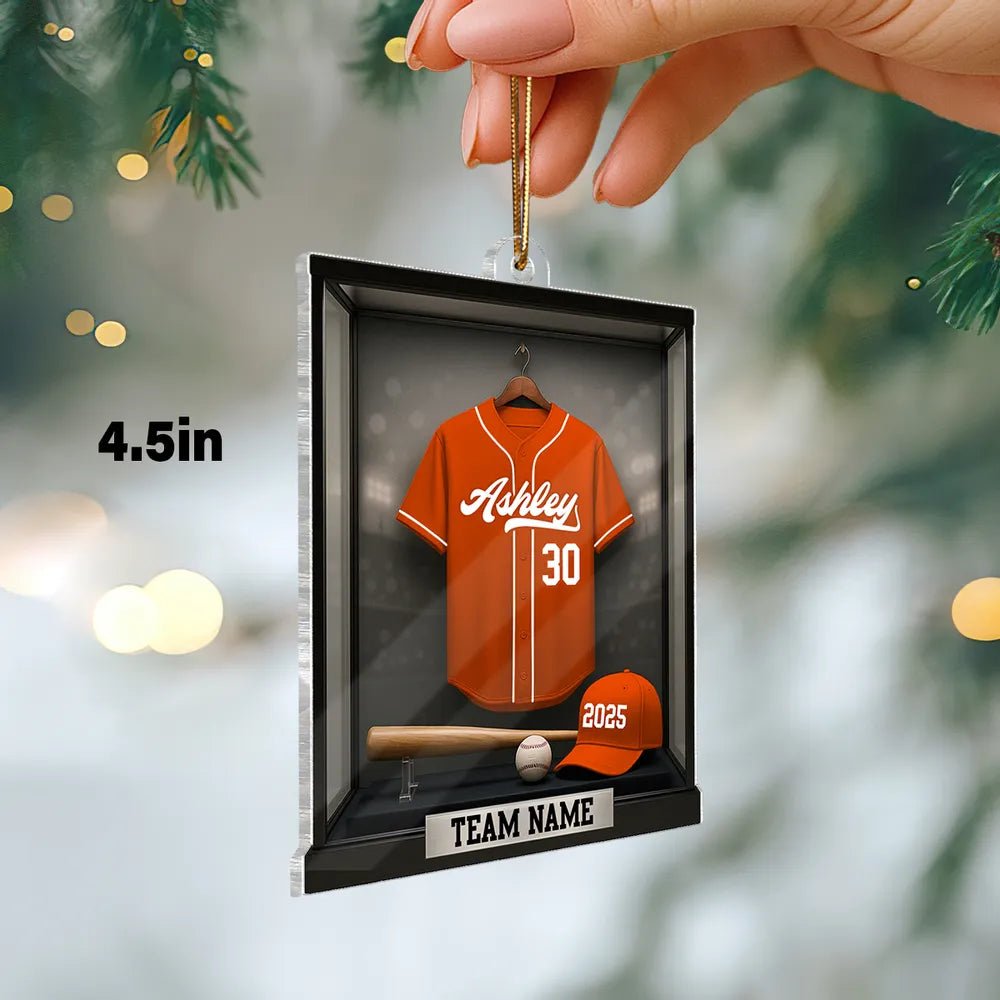 Acrylic Ornament Baseball Jersey Shadow-Box Look for Christmas Tree, Stadium Lights Vibe, Unique Gift for Players, Sons, Daughters, Grandkids